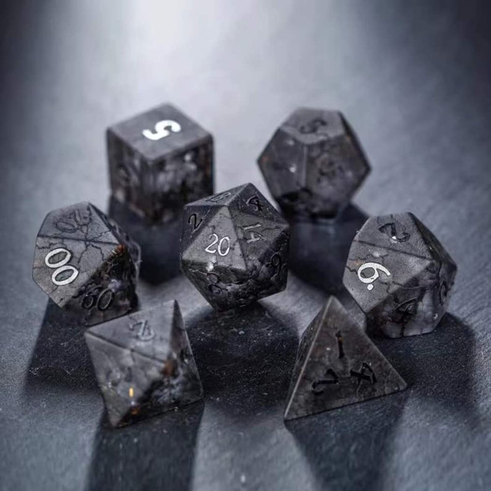 D&D Dice Set Pretty Black Lightning Zircon Role Playing Dice Set, DND Polyhedral Dice for TRPG Table Games DND Dungeons and Dragons Games