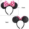 UNSPAZ Mouse Ears Headbands, Sequin Mouse Ears for Women Girls Boys, Shiny Bow Headband for Cosplay Party Decorations Hair Accessories (Pink) view 2