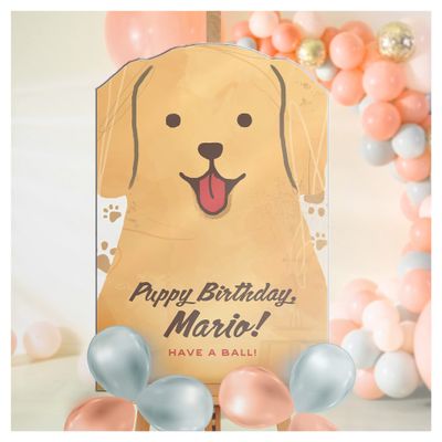 Personalized Fluffy Puppy Birthday Welcome Sign - Custom Dog-Themed Birthday Welcome Sign - A Must-Have Welcome Sign Great For Your Adorable Puppy Party (Acrylic)