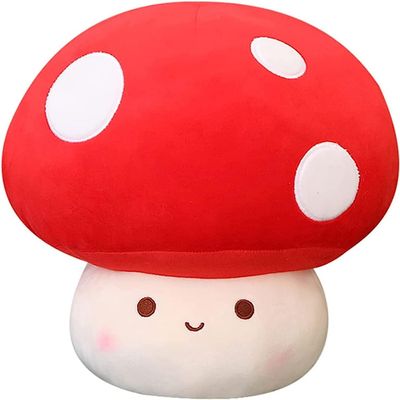 XSHYE Cute Mushroom Plush Kawaii Doll Mushroom Plushie Stuffed Animal Pillow Home Decor Kids Gifts (Red, 12 inch)