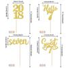 24 PCS Glitter 7th Birthday Cupcake Toppers Hello 7 Seven Cupcake Picks Sweet 7 Since 2018 Cupcake Topper for Happy 7th Birthday Anniversary Party Cake Decorations Supplies Gold view 2