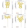 24 PCS Glitter 8th Birthday Cupcake Toppers Hello 8 Eight Cupcake Picks Sweet 8 Since 2017 Cupcake Topper for Happy 8th Birthday Anniversary Party Cake Decorations Supplies Gold view 2