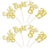 24 PCS Glitter 8th Birthday Cupcake Toppers Hello 8 Eight Cupcake Picks Sweet 8 Since 2017 Cupcake Topper for Happy 8th Birthday Anniversary Party Cake Decorations Supplies Gold view 3