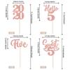 24 PCS 5th Birthday Cupcake Toppers Glitter Hello 5 Five Cupcake Picks Sweet 5 Since 2020 Cupcake Topper for Happy 5th Birthday Anniversary Party Cake Decorations Supplies Rose Gold view 2