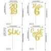 24 PCS Glitter 6th Birthday Cupcake Toppers Hello 6 Six Cupcake Picks Sweet 6 Since 2019 Cupcake Topper for Happy 6th Birthday Anniversary Party Cake Decorations Supplies Gold view 2