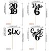 24 PCS Black 6th Birthday Cupcake Toppers Glitter Hello 6 Six Cupcake Picks Sweet 6 Since 2019 Cupcake Topper for Happy 6th Birthday Anniversary Party Cake Decorations Supplies view 2