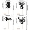 24 PCS Black 5th Birthday Cupcake Toppers Glitter Hello 5 Five Cupcake Picks Sweet 5 Since 2020 Cupcake Topper for Happy 5th Birthday Anniversary Party Cake Decorations Supplies view 2