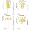 24 PCS Glitter 9th Birthday Cupcake Toppers Hello 9 Nine Cupcake Picks Sweet 9 Since 2016 Cupcake Topper for Happy 9th Birthday Anniversary Party Cake Decorations Supplies Gold view 2