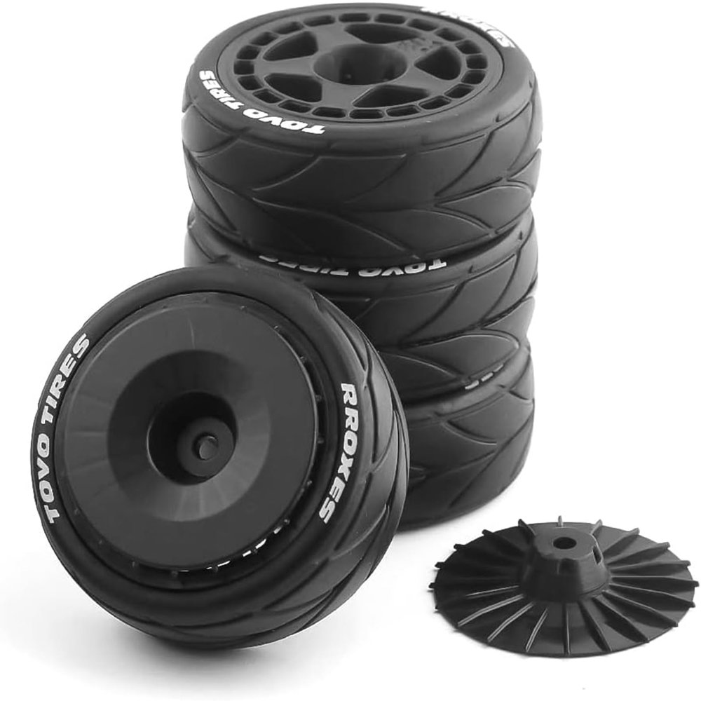 Lifehead 65mm On Road Rubber Tires& Wheels Rims 12mm Hex Hub for HPI Ken Block's Tamiya XV01 TT01 TT02B Kyosho FAZER MK2 Lc Racing PTG HSP RGT RC 3RACING D5 1/10 RC Rally Car