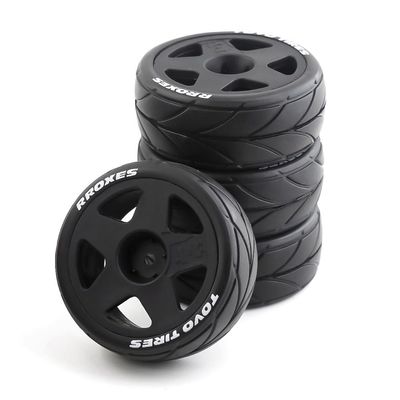Lifehead 65mm On Road Rubber Tires& Wheels Rims 12mm Hex Hub for HPI Ken Block's Tamiya XV01 TT01 TT02B Kyosho FAZER MK2 Lc Racing PTG HSP RGT RC 3RACING D5 1/10 RC Rally Car