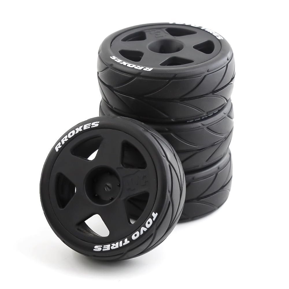 Lifehead 65mm On Road Rubber Tires& Wheels Rims 12mm Hex Hub for HPI Ken Block's Tamiya XV01 TT01 TT02B Kyosho FAZER MK2 Lc Racing PTG HSP RGT RC 3RACING D5 1/10 RC Rally Car