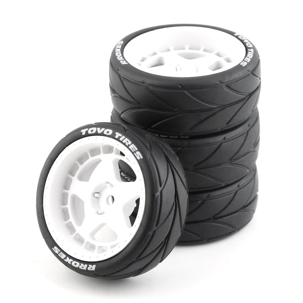 Lifehead 65mm On Road Rubber Tires& Wheels Rims 12mm Hex Hub for HPI Ken Block's Tamiya XV01 TT01 TT02B Kyosho FAZER MK2 Lc Racing PTG HSP RGT RC 3RACING D5 1/10 RC Rally Car