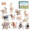 12PCS Bendable Wooden Animal Toys, Fun and Posable Animal Toys for Early Education, Smooth Natural Wood, Safari Farm Wood Animals Learning Toy for Kids view 1