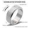 LuckyAmor Men's 8MM Black/Silver/Rainbow Stainless Steel Spinner Ring Band for Anxiety Relief Items for Men Sandblast Glitter Finish Size 7 8 9 10 11 12 (11, Silver) view 2