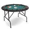 Vilobos Poker Table Foldable, 8 Player Round Folding Portable Texas Holdem Poker Table with Water-Resistant Cushioned Rail & 8 Plastic Cup Holders, Casino-Grade Felt Surface for Blackjack, Green view 1