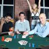Vilobos Poker Table Foldable, 8 Player Round Folding Portable Texas Holdem Poker Table with Water-Resistant Cushioned Rail & 8 Plastic Cup Holders, Casino-Grade Felt Surface for Blackjack, Green view 2