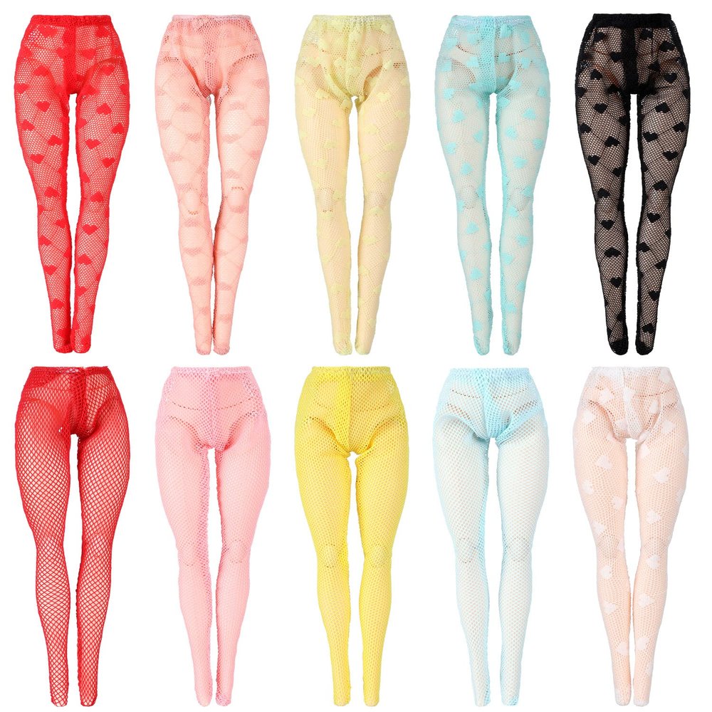 Sotiff 10 Pairs Doll Lace Stockings Handmade Long Sock Christmas Doll Accessories Legging for DIY Clothes Toy(Cute Style)