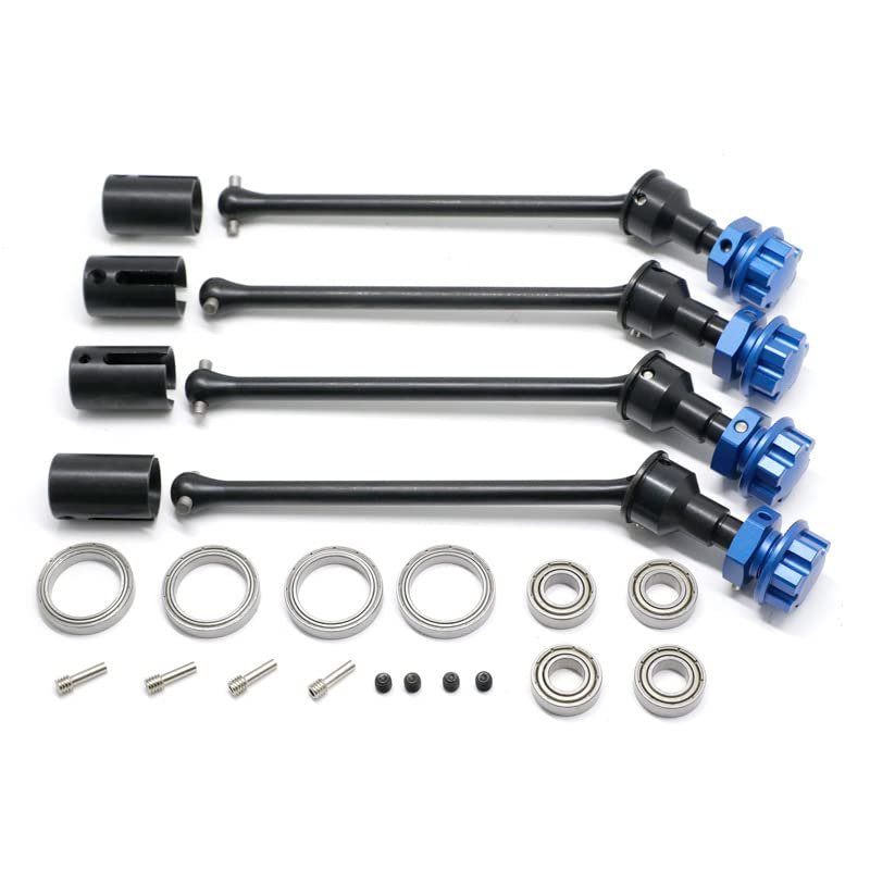 Front and Rear Drive Shaft CVD for Traxxas 1/10 MAXX WideMaxx RC Car, 4Pcs Metal Axle Shaft Replacement Parts (Black-Blue)