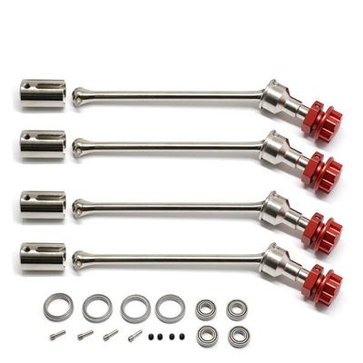Front and Rear Drive Shaft CVD for Traxxas 1/10 MAXX WideMaxx RC Car, 4Pcs Metal Axle Shaft Replacement Parts (Silver-red)