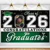 Dicodes Custom Graduation Backdrop Banner Large Congrats Grad Party Supplies Decorations Photography Background for 2026 Graduation Party(Dark Green) view 1