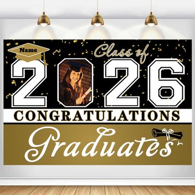 Dicodes Custom Graduation Party Decorations 2026-Personalization Congratulations Graduation Banner-Class of 2026 Graduation Decorations Supplies(Khaki)