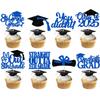 GD8XDG-LS 8th Grade Grad Cupcake Toppers, Blue Glitter 8th Grade Graduation Party Decorations 2025, Boy Girl Kids Eighth Grade Graduation Party Decorations Supplies (Blue) view 1