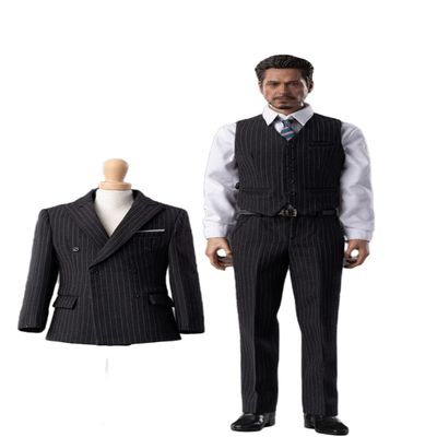 1/6 Scale Male Clothes,British Gentleman Striped Suit Costume Clothing for 12inch Male Action Figure Body (C)