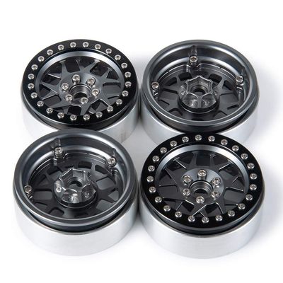 MORLORDY 4PCS RC 2.2 Beadlock Wheels Aluminum Alloy 2.2 inch Wheel Hubs Rims for 1/10 Scale RC Crawler Car SCX10 SCX10 II 90046 SCX10 III AXI03007 D90 TRX4 CC01 Upgrades - Black and Titanium