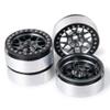 MORLORDY 4PCS RC 2.2 Beadlock Wheels Aluminum Alloy 2.2 inch Wheel Hubs Rims for 1/10 Scale RC Crawler Car SCX10 SCX10 II 90046 SCX10 III AXI03007 D90 TRX4 CC01 Upgrades - Black and Titanium view 2