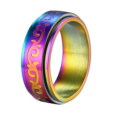 Fidget Ring Women Custom Rings for Men Knot Ring Engraved Rings for Women Rainbow Fidget Ring Celtic Rings for Men