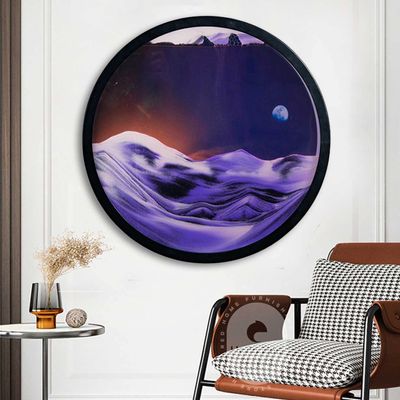KRIDDR Round Glass 3D Sand Art Deep Sea Moving Sandscape Display Flowing Colored Sand Frame, Large Desktop Art Toyshome Office Work Decor