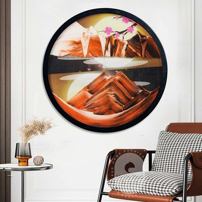 KRIDDR Round Glass 3D Sand Art Deep Sea Moving Sandscape Display Flowing Colored Sand Frame, Large Desktop Art Toyshome Office Work Decor