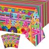 3 Pieces Fiesta Theme Party Tablecloth Mexican Table Cloths Cinco De Mayo Party Table Covers Fiesta Taco Night Table Cloth Mexican Theme Party Supplies for Mexican Fiesta Party Decor 54 x 108 Inch view 1