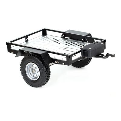 LCX Racing 1/10th RC Crawler Car Heavy Duty CNC Aluminum Trailer RC Crawler Hooper Trail Cargo Carrier Aluminum Kit for Axial SCX10 SCX10 II TRX4 TRX6 Redcat Gen7 Gen8 D90 HPI (Silver)
