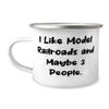Fun Model Railroads Gifts, I Like Model Railroads and Maybe 3 People, Holiday 12oz Camper Mug For Model Railroads, Model trains, Train sets, Toy trains, Railway view 1