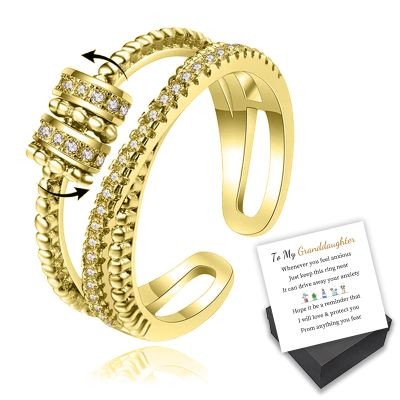 to My Granddaughter Ring, I Will Protect You from Anything You Fear Fidget Ring, Adjustable Fidget Rings for Anxiety for Women Girls, Granddaughter Ring from Grandma (Gold)