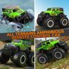 STEMTRON Amphibious Remote Control Car Toys for Boys 2.4GHz 1:16 All Terrain Off-Road RC Car Waterproof RC Monster Truck Kids Pool Toys Remote Control Boat Gifts for Kids Boys view 2