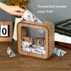 Piggy Bank for Adults, Personalized Wood Detachable Money Bank, Money Box with Name, for Wife Husband (Brown) view 2