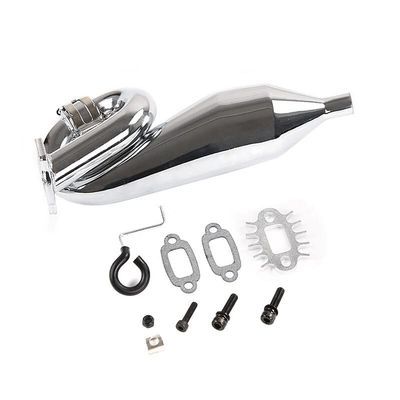 Chrome Resonant Tube Tuned Pipe Exhaust Pipe General for 1/5 HPI Baja 5B Ss 5T 5Sc Rovan King Motor Rc Car Tuned Pipe Exhaust
