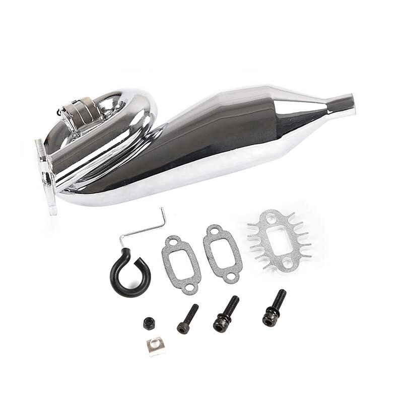 Chrome Resonant Tube Tuned Pipe Exhaust Pipe General for 1/5 HPI Baja 5B Ss 5T 5Sc Rovan King Motor Rc Car Tuned Pipe Exhaust