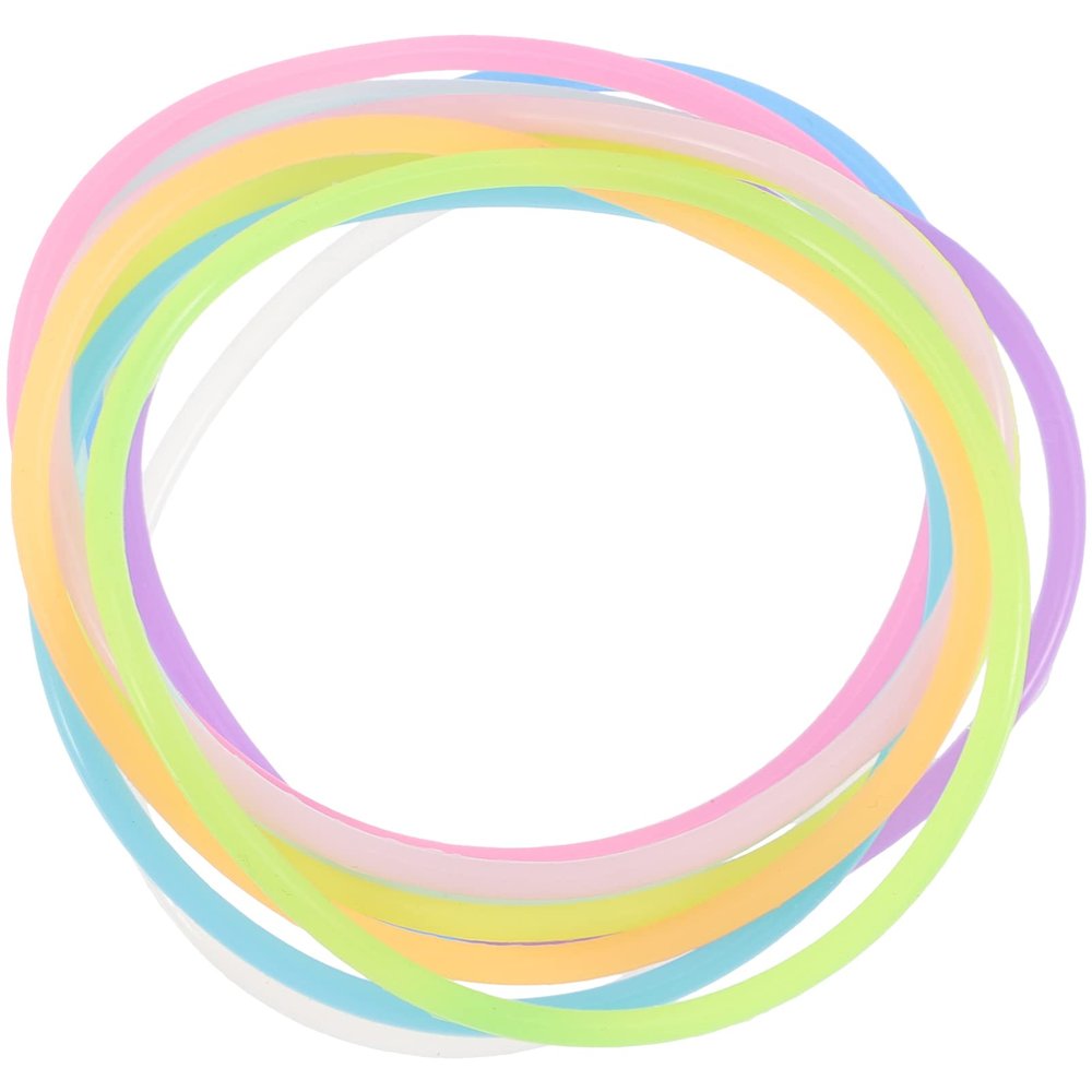 50pcs Ties Silicone Rainbow Hair Dark Party Multicolor Glow Wrist for Armband Women Bracelet Wristband Bands Luminous Bracelets in The Jelly Favors Jelly Bracelets 80's