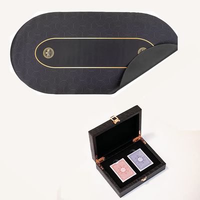 Triton Premium Portable Poker Table Mat 10 Player + Triton Premium Poker Playing Cards for Texas Holdem Poker
