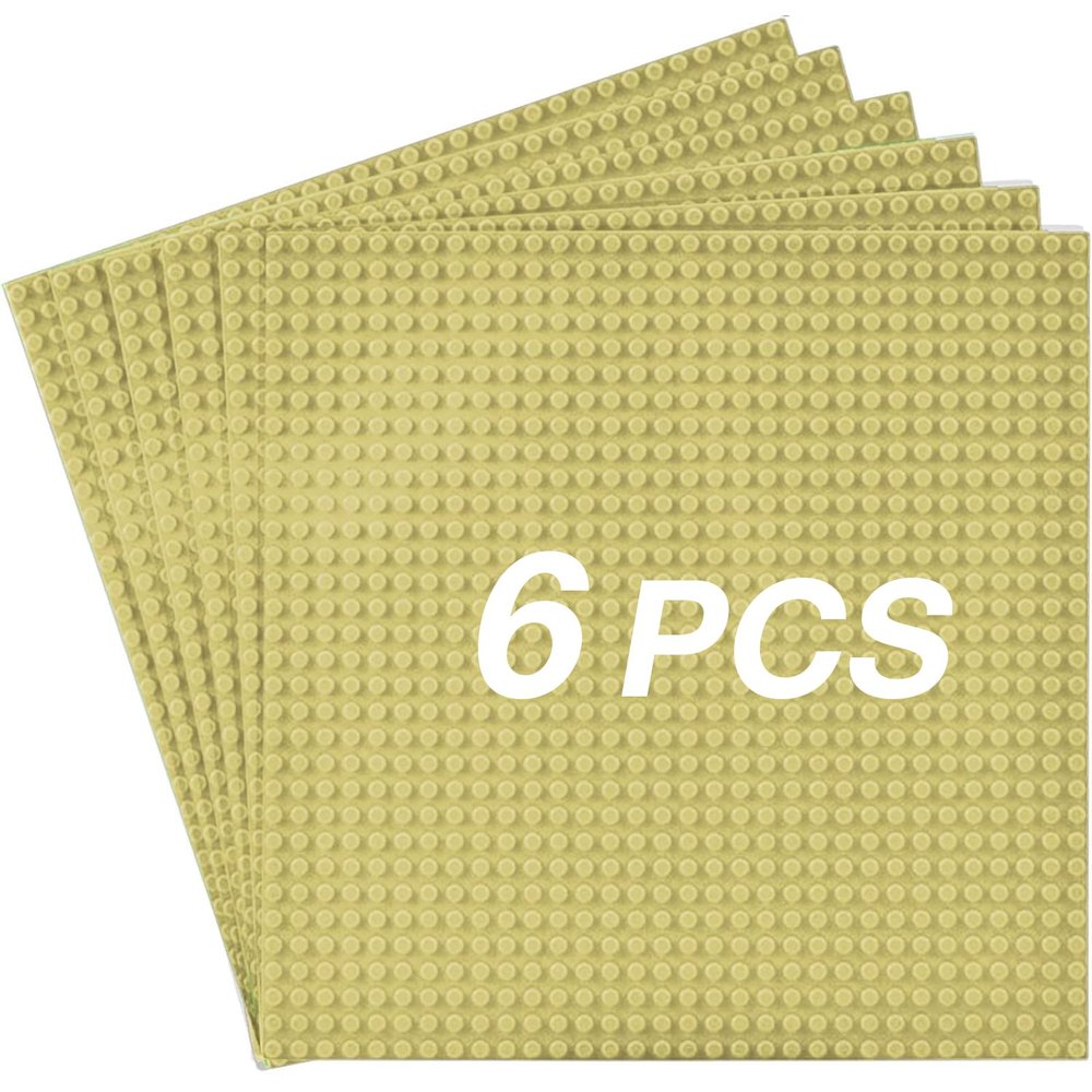 JNZong Classic Baseplates Building Base Plates for Building Bricks 100% Compatible with Major Brands-Baseplates 10" x 10", Pack of 6 (Sand)