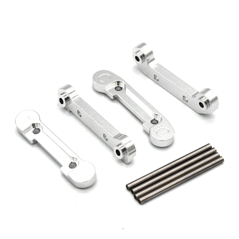 AAPIE Metal Thicken Front & Rear Swing Arm Mounts for Wltoys 144001 144002 124019 124018 124016 RC Car Upgrade Parts (Color : Silver)