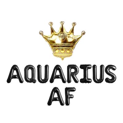 Aquarius AF, Aquarius AF Balloons, Big Aquarius Energy, 18th | 21th | 25th | 30th Birthday Decorations, Aquarius Birthday Decorations (Black)