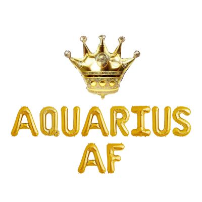 Aquarius AF, Aquarius AF Balloons, Big Aquarius Energy, 18th | 21th | 25th | 30th Birthday Decorations, Aquarius Birthday Decorations (Gold)