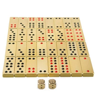 Pai Gow Tiles Game Set Chinese Pai Gow Brass Household Hand-rubbing Pai Gow Thickening Tian Kau Mahjong Premium 32 Pai Gow (Size : Small)