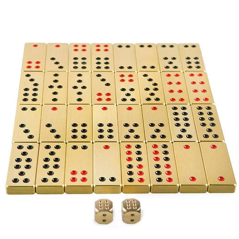 Pai Gow Tiles Game Set Chinese Pai Gow Brass Household Hand-rubbing Pai Gow Thickening Tian Kau Mahjong Premium 32 Pai Gow (Size : Small)