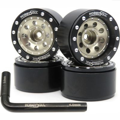 hobbysoul Adjustable Offset 1.0 Beadlock Wheels, Heavy 1.0 RC Wheels Weight 21g/Rim for 1/18 Traxxas TRX4M & 1/24 Axial SCX24 90081 Crawler, (4-Pack)