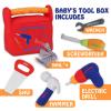 My First Tool Box Baby, 10-Piece Soft Plush Sensory Baby Tool Playset, with Electric Drill, Saw, Wrench, Hammer, Screwdriver and Screws for Early Montessori Education and Boy & Girl Toy Gift (Red) view 2